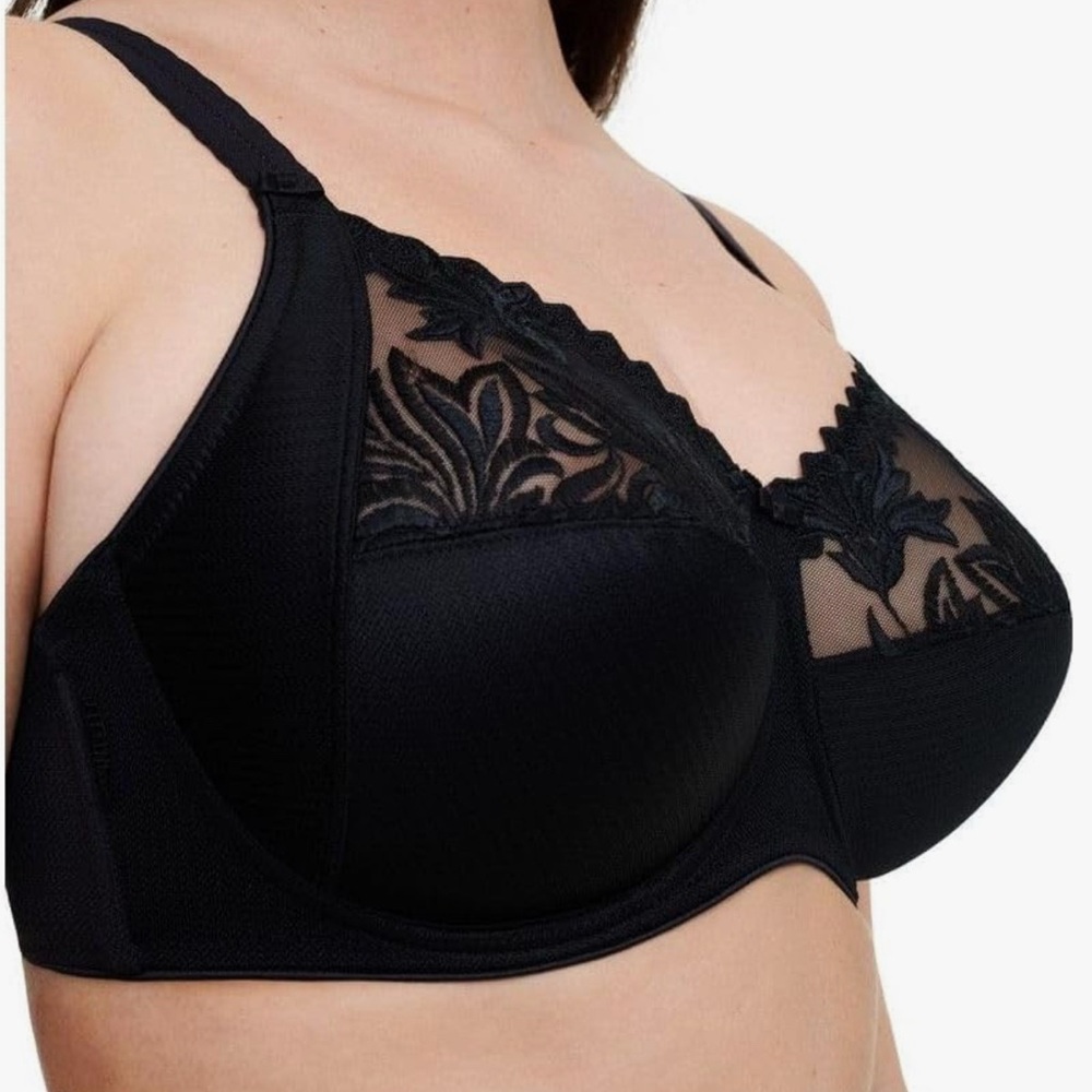 Chantelle Black Floral Lace Underwire Bra 44C - Picture 3 of 7